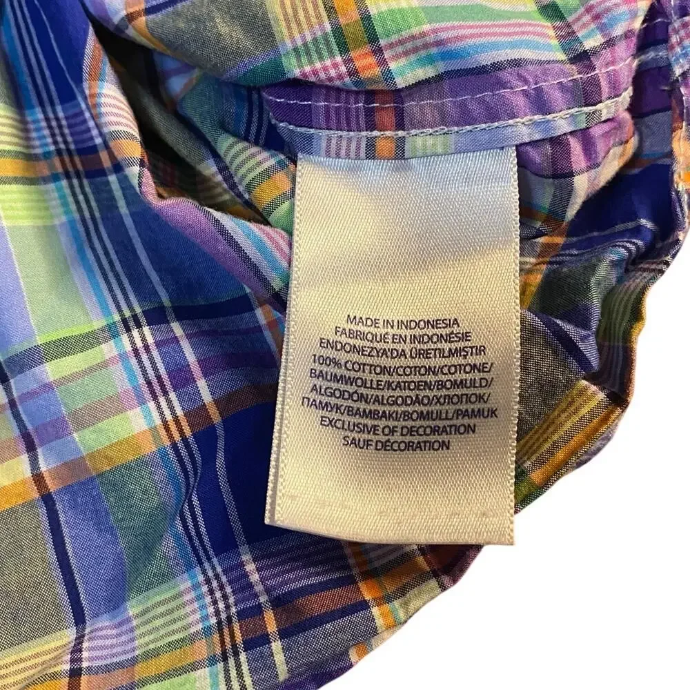 Ralph Lauren pastel plaid‎ long sleeve button up boys dress shirt SIZE 5